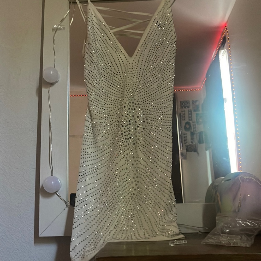 White dress with gems all around!